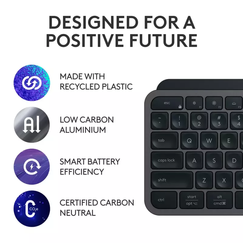 Logitech MX Keys S näppäimistö yleiskäyttöön RF langaton + Bluetooth AZERTY belgialainen grafiitti