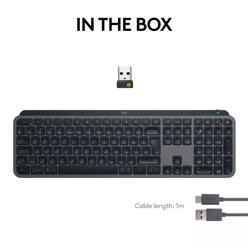 Logitech MX Keys S näppäimistö yleiskäyttöön RF langaton + Bluetooth AZERTY belgialainen grafiitti