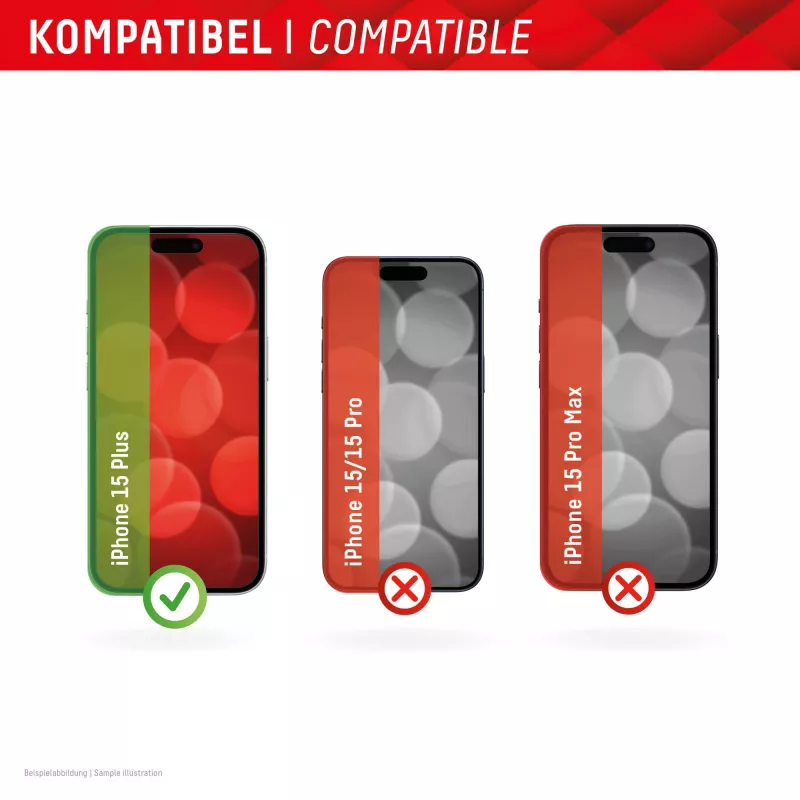Displex näytönsuojakalvo + kotelo Apple iPhone 15 Plus, Eco-asennuskehys, naarmuuntumaton
