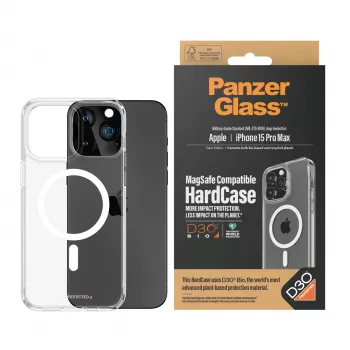 PanzerGlass ® HardCase läpinäkyvä valkoinen MagSafe & D3O® iPhone 15 Pro Max