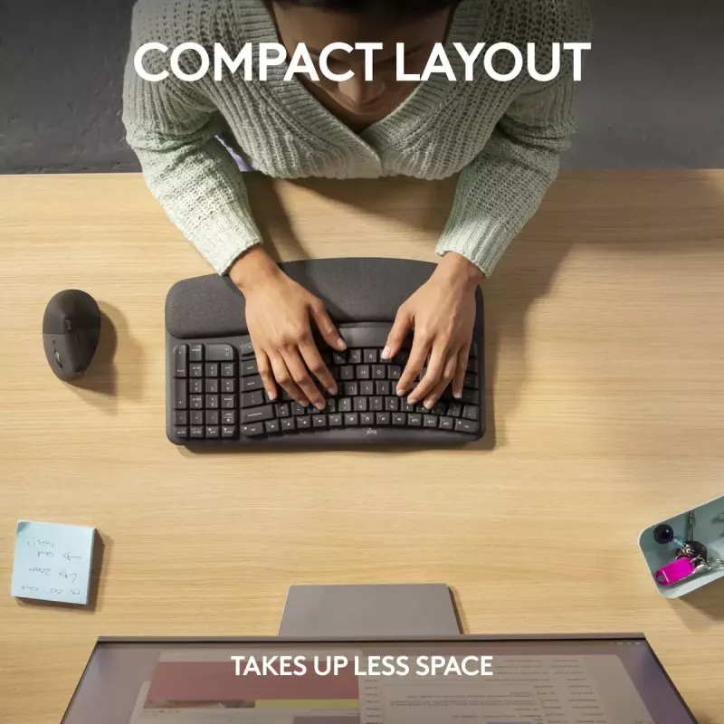 Logitech Wave Keys for Business ergonominen näppäimistö täysikokoinen langaton