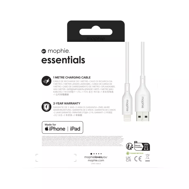 Latauskaapeli mophie essentials 1M Lightning - USB A 12W
