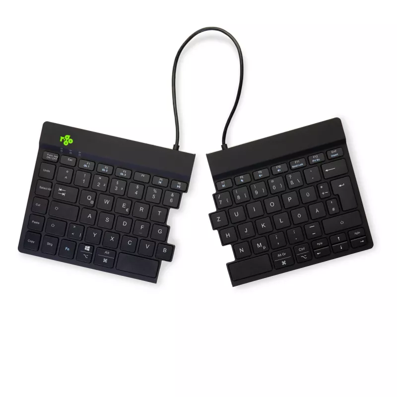 R-Go Tools ergonominen näppäimistö R-Go Split Break tauko-ohjelmistolla, ergonominen jaettu näppäimistö, QWERTZ (DE), Bluetooth, musta