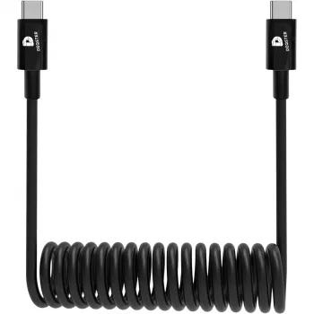 DEQSTER spiraalikaapeli USB-C - USB-C, 0,8 m, USB C, USB C, 0,48 Gbit/s, musta