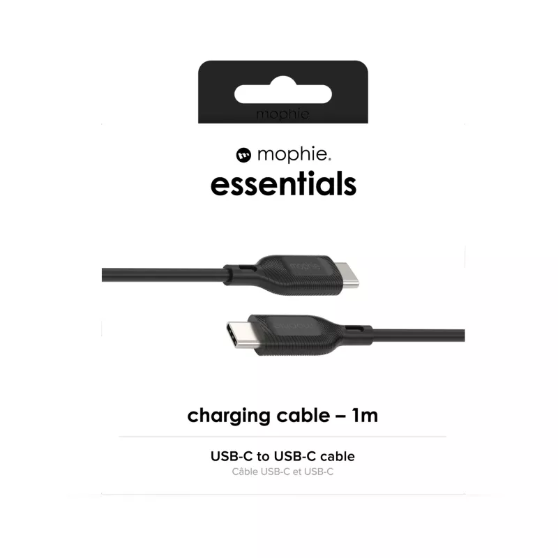 USB-C - USB-C latauskaapeli 1 m — Zagg International mophie essentials, USB 2.0, musta