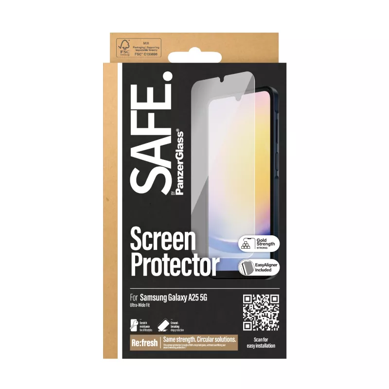 PanzerGlass SAFE. by ® näytönsuoja Samsung Galaxy A25 5G | Ultra-Wide Fit EasyAlignerilla