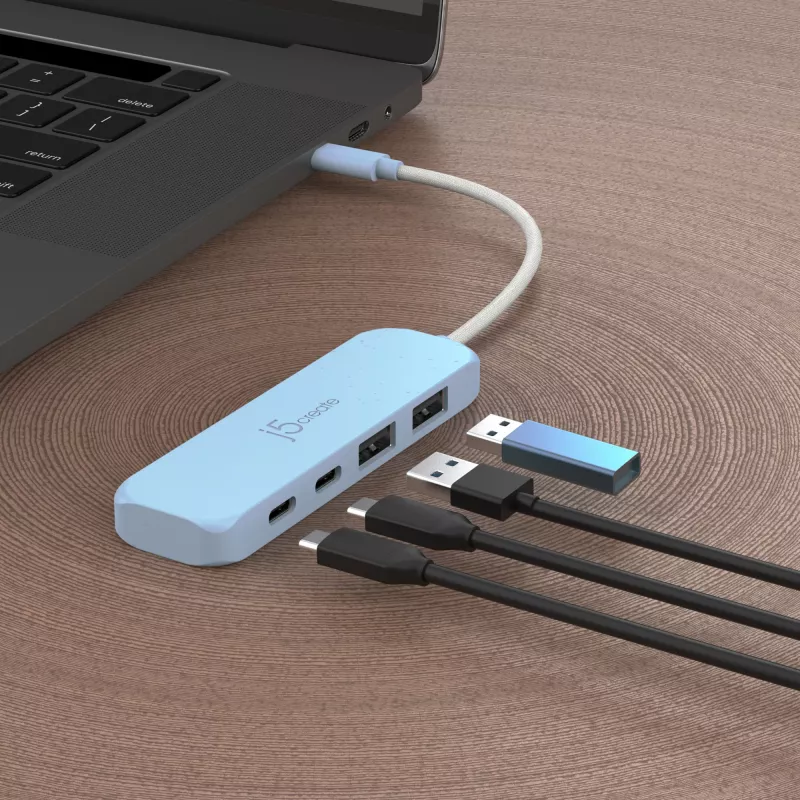 j5create ympäristöystävällinen USB-C - 4-porttinen Type-C ja Type-A Gen 2 -keskitin