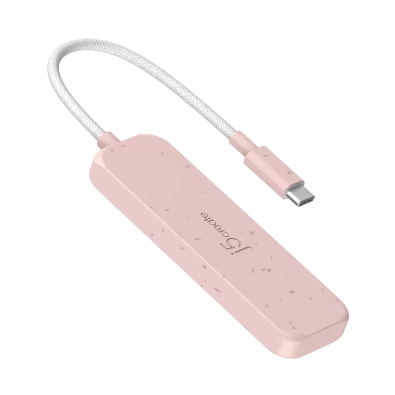 USB-C-keskitin j5create JCH342ER-N 4-porttinen Type-C Type-A Gen 2 10000 Mbit/s rose