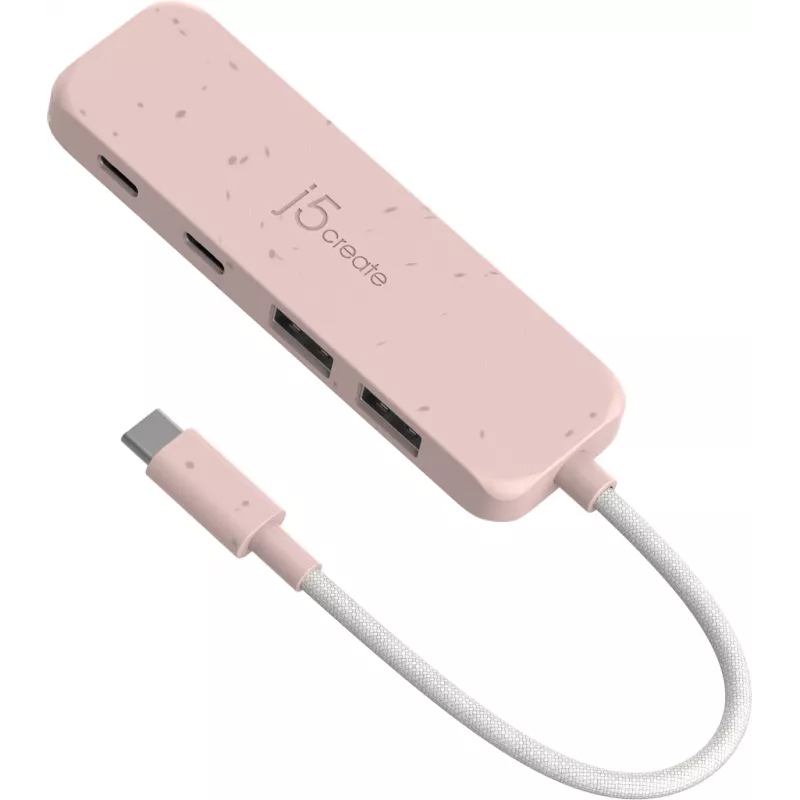 USB-C-keskitin j5create JCH342ER-N 4-porttinen Type-C Type-A Gen 2 10000 Mbit/s rose