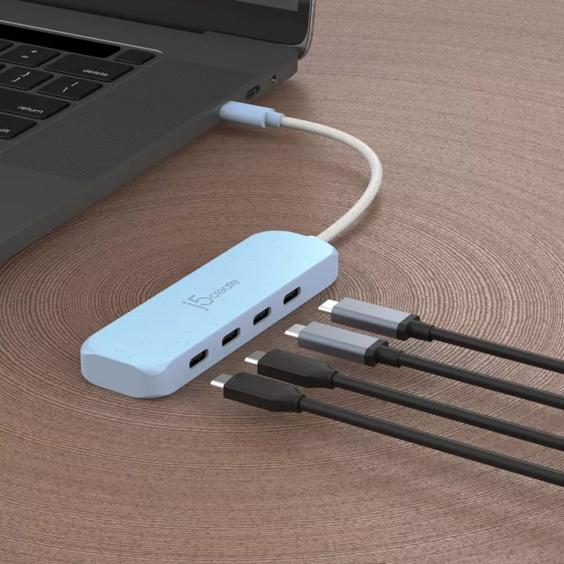 USB-C-keskitin j5create JCH345EC-N 4-porttinen Type-C Gen 2 10000 Mbit/s
