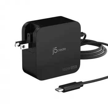 j5create 102W GaN PD USB-C 2-porttinen laturi vaihdettavilla pistokkeilla