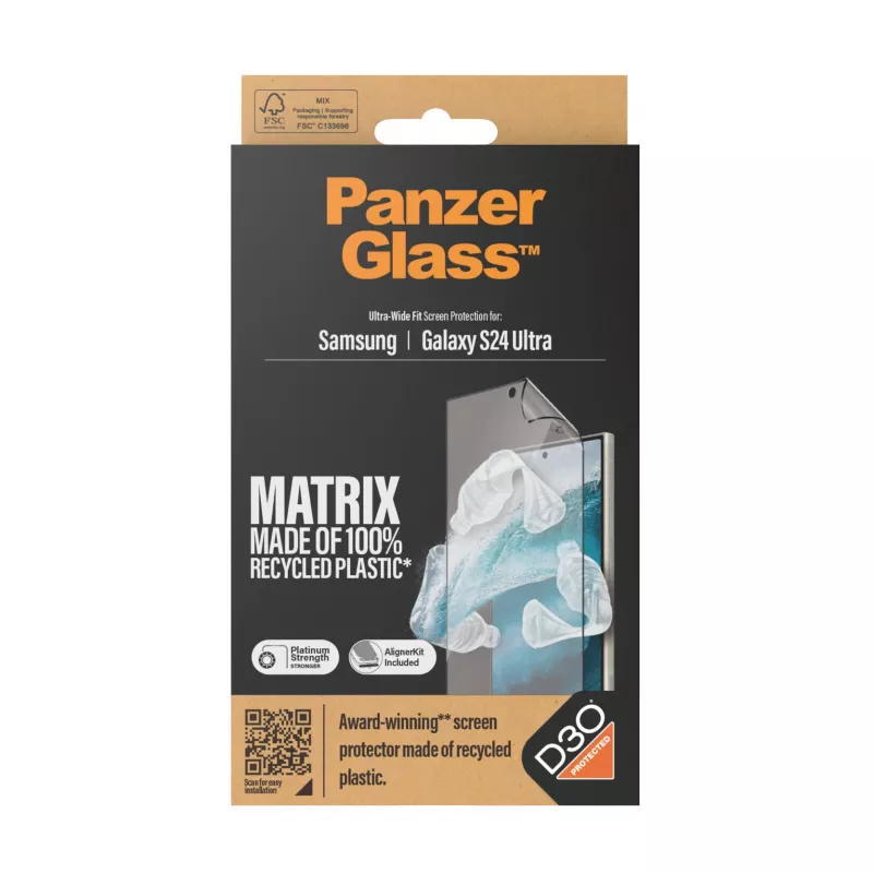 PanzerGlass ® ECO MATRIX näytönsuoja D3O® Samsung Galaxy S24 Ultra | Ultra-Weit-Passform AlignerKitillä