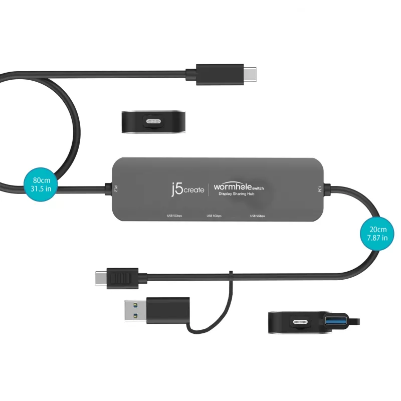 j5create JCH462 Wormhole Switch™ Display Sharing Hub, musta