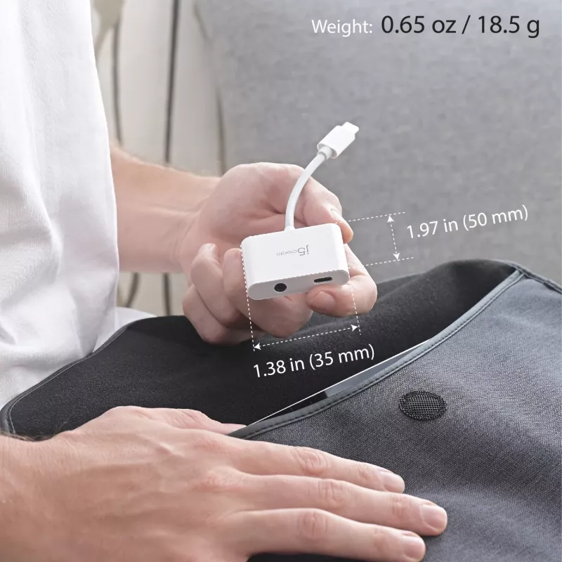 j5create JCA122 USB-C® - 3,5 mm äänisovitin Power Deliveryllä, musta