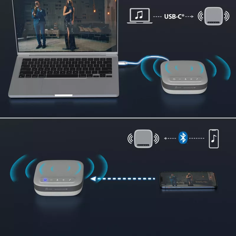 j5create JCDS337 USB-C® Dual 4K -kaiutinpuhelin-telakka Pro, musta