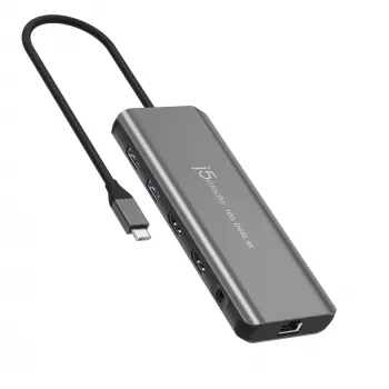 j5create JCD398 USB-C® Dual 4K HDMI™ 10Gbps Mini-telakka, musta