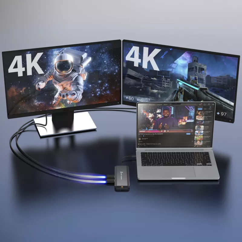 j5create JCD398 USB-C® Dual 4K HDMI™ 10Gbps Mini-telakka, musta