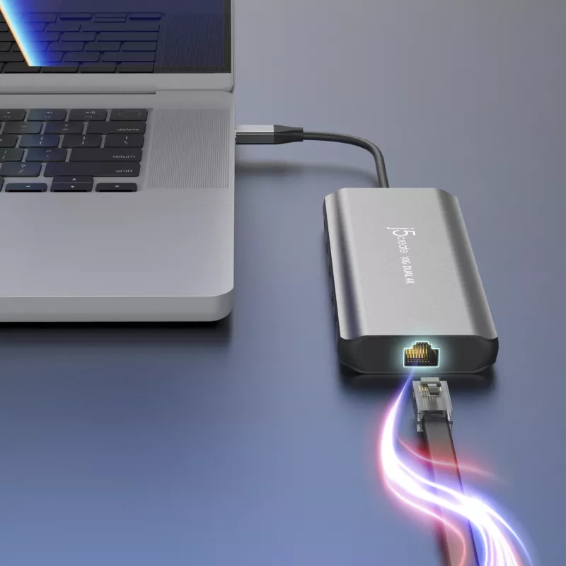 j5create JCD398 USB-C® Dual 4K HDMI™ 10Gbps Mini-telakka, musta