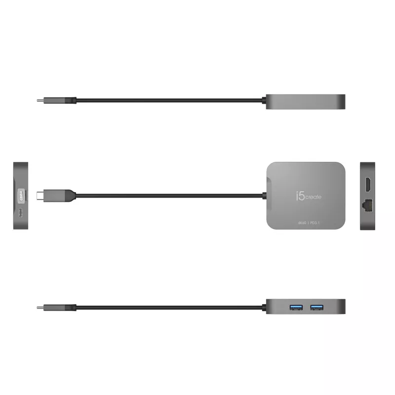 j5create JCD3191 4K60 Elite USB-C® matkasovitin, musta