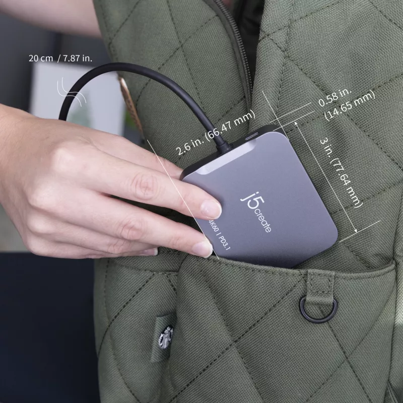 j5create JCD3191 4K60 Elite USB-C® matkasovitin, musta