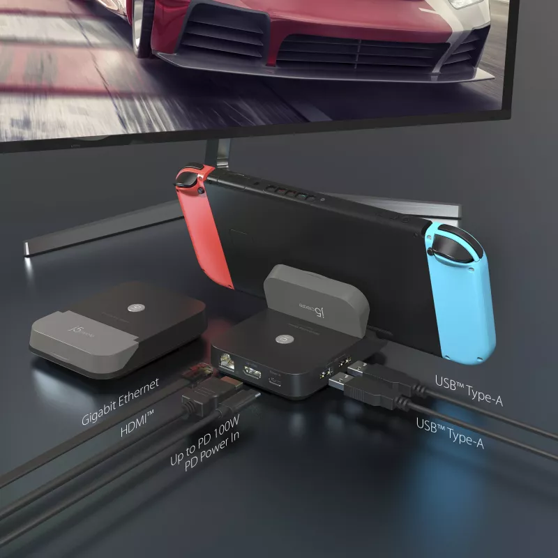 j5create JCD620 Mini-telakka Nintendo Switch™ -konsolille, musta