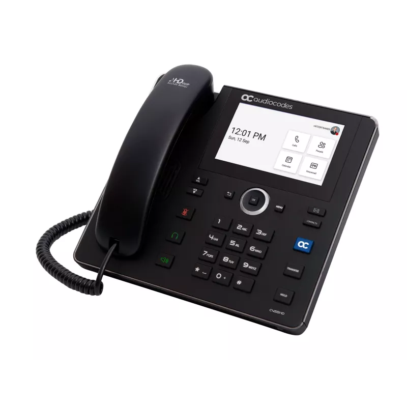 AudioCodes Teams C455HD IP-puhelin PoE GbE musta, IP-puhelin, musta, johdollinen käsiluuri, Android, SIP info, 8 linjaa