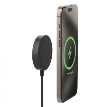 mophie Qi2 Magnetic Charger älypuhelin musta USB langaton lataus pikalataus sisäkäyttöön