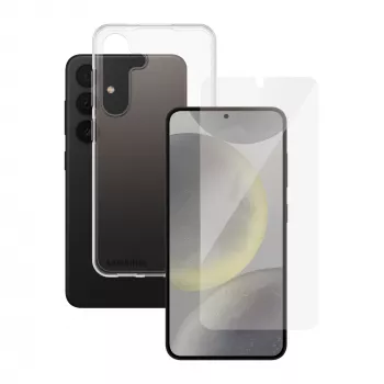 Näytönsuoja 2-in-1-pakkaus PanzerGlass SAFE. Samsung Galaxy S24 — karkaistu lasi + TPU-takaosa, läpinäkyvä, 50 kpl