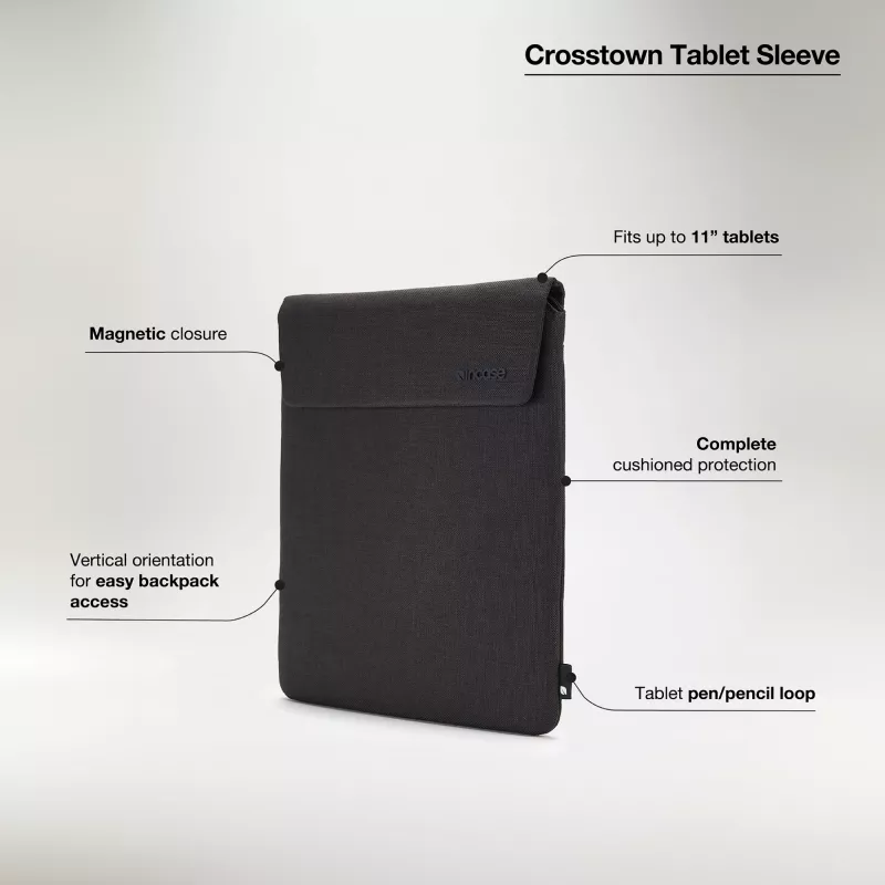 Tablettikotelo Incase Crosstown Sleeve 11 tuuman tabletille, musta