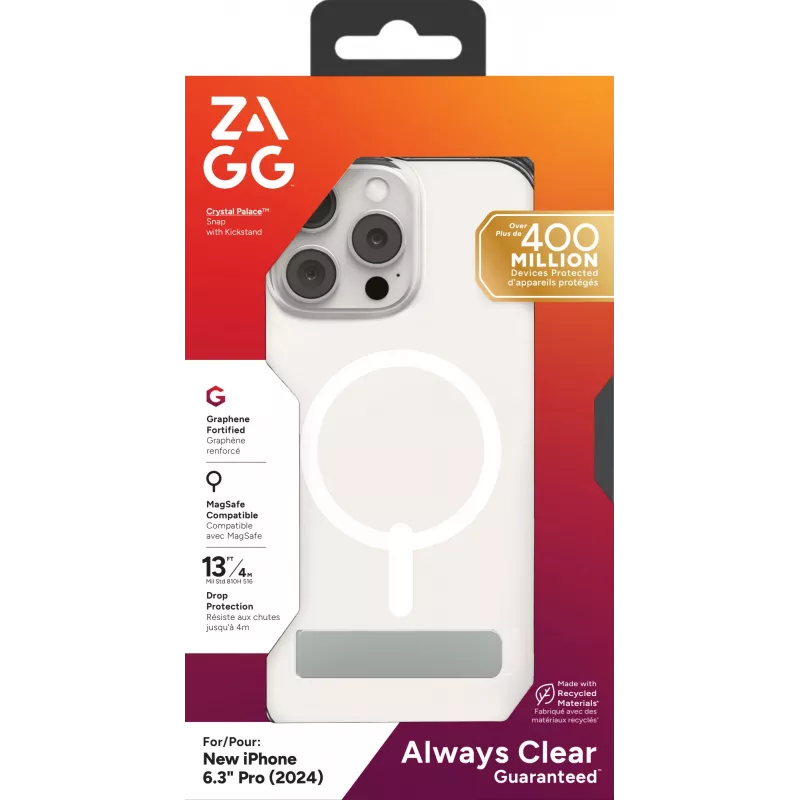 Suojakotelo ZAGG Crystal Palace Snap KS Apple iPhone 16 Pro läpinäkyvä
