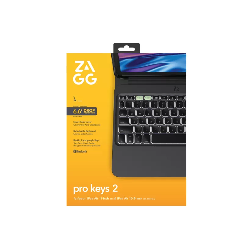 ZAGG Pro Keys 2 103414642 näppäimistökotelo iPad Air 11 (M2/M3) -tabletille, QWERTZ saksa, musta
