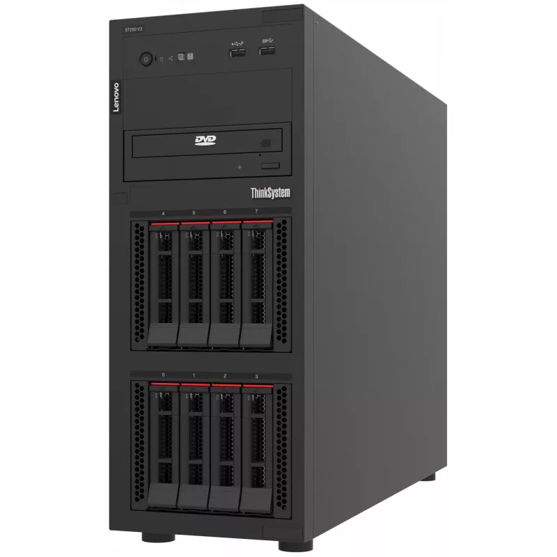 Lenovo ThinkSystem ST250 V3 7DCE100BEA tornipalvelin, Intel Xeon 6315P 4C 2,8 GHz 55 W, 16 GB, 1x 800 W