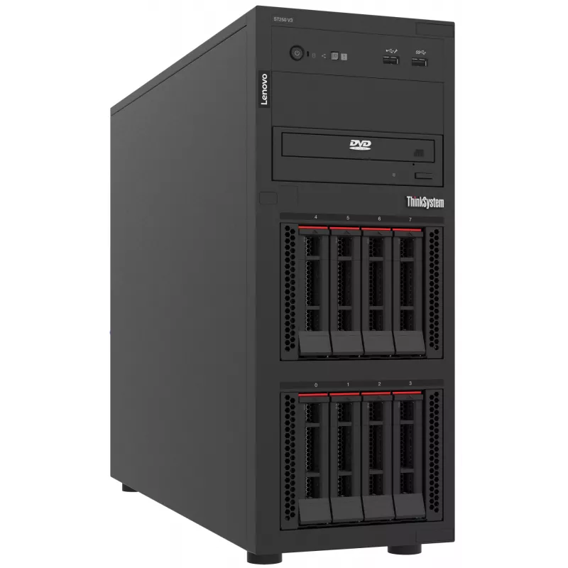 Lenovo ThinkSystem ST250 V3 7DCE100BEA tornipalvelin, Intel Xeon 6315P 4C 2,8 GHz 55 W, 16 GB, 1x 800 W