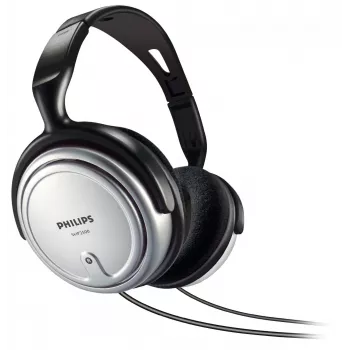 Philips SHP2500/10 langalliset kuulokkeet televisiolle, korvat kokonaan peittävät, 6 m johto, 3,5/6,3 mm liitin, 9 - 23000 Hz, 32 ohmia, äänenvoimakkuuden säätö, musta/hopea