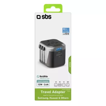 Virtalähde mobiililaitteille SBS Mobile TEADAPT2USBUNI — musta/hopea, USB-sovitin