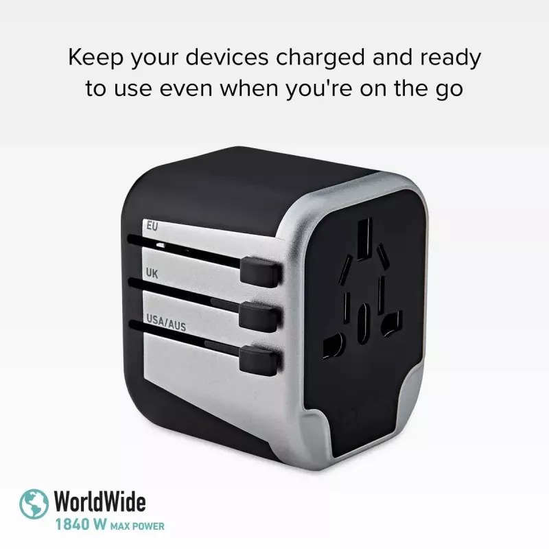 Virtalähde mobiililaitteille SBS Mobile TEADAPT2USBUNI — musta/hopea, USB-sovitin