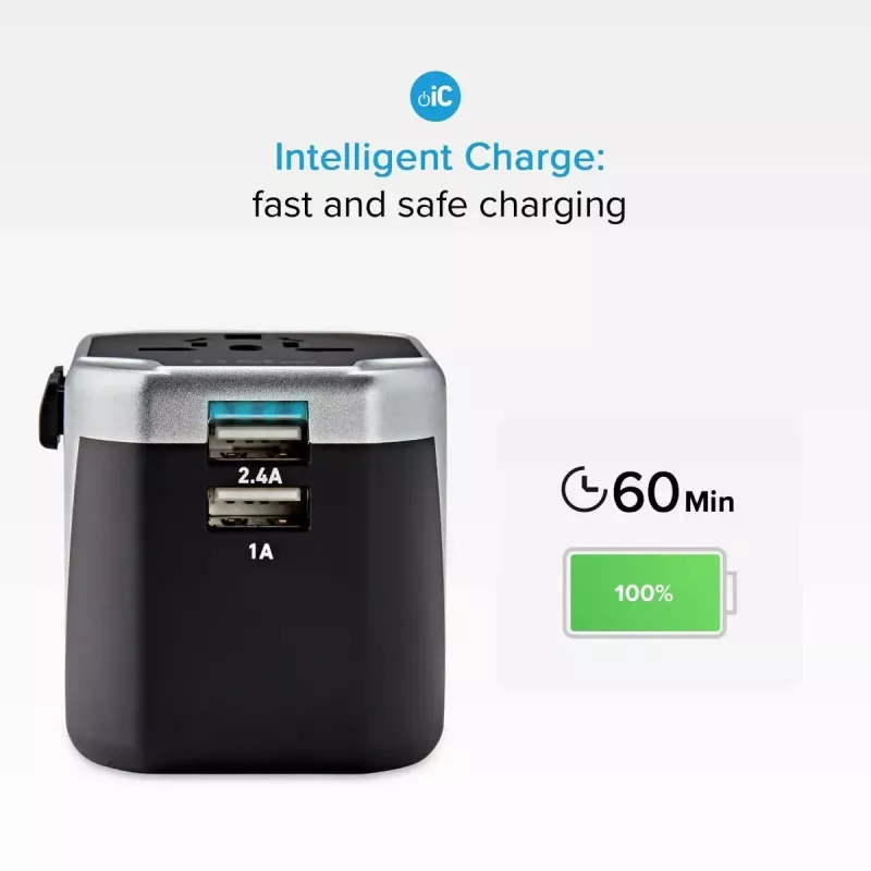 Virtalähde mobiililaitteille SBS Mobile TEADAPT2USBUNI — musta/hopea, USB-sovitin