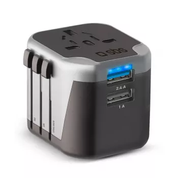Virtalähde mobiililaitteille SBS Mobile TEADAPT2USBUNI — musta/hopea, USB-sovitin