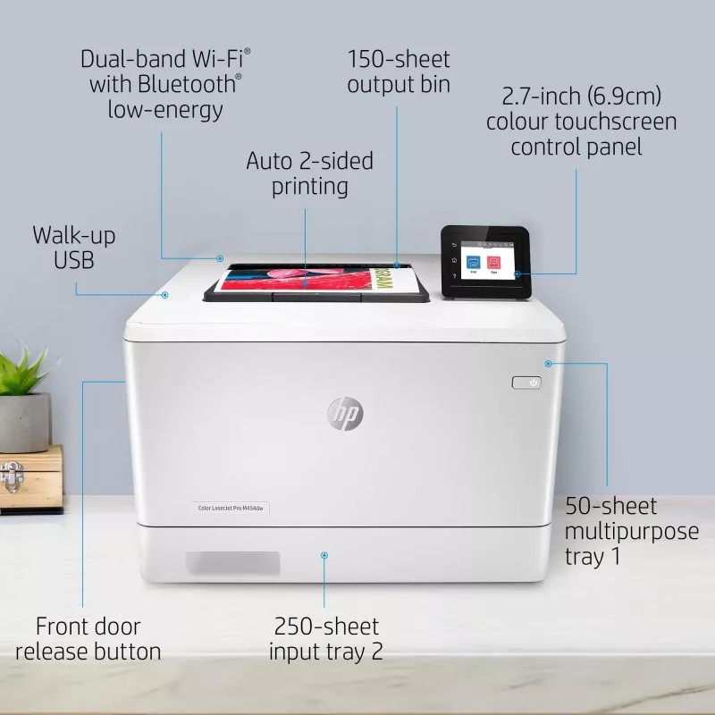 HP Color LaserJet Pro M454dw, tulostus, etu-USB-tulostus; kaksipuolinen tulostus