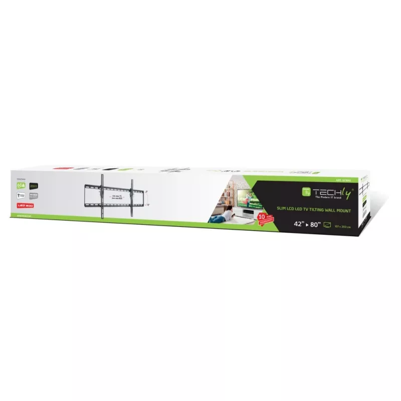 Techly kiinteä seinäteline LCD LED TV 42-80
