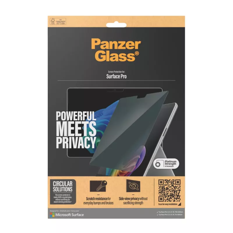 PanzerGlass ® tietosuojanäytönsuojakalvo Microsoft Surface Pro X | Pro 8 | Pro 9 | Pro 10 | Pro 11th Edition | Ultra-Wide Fit