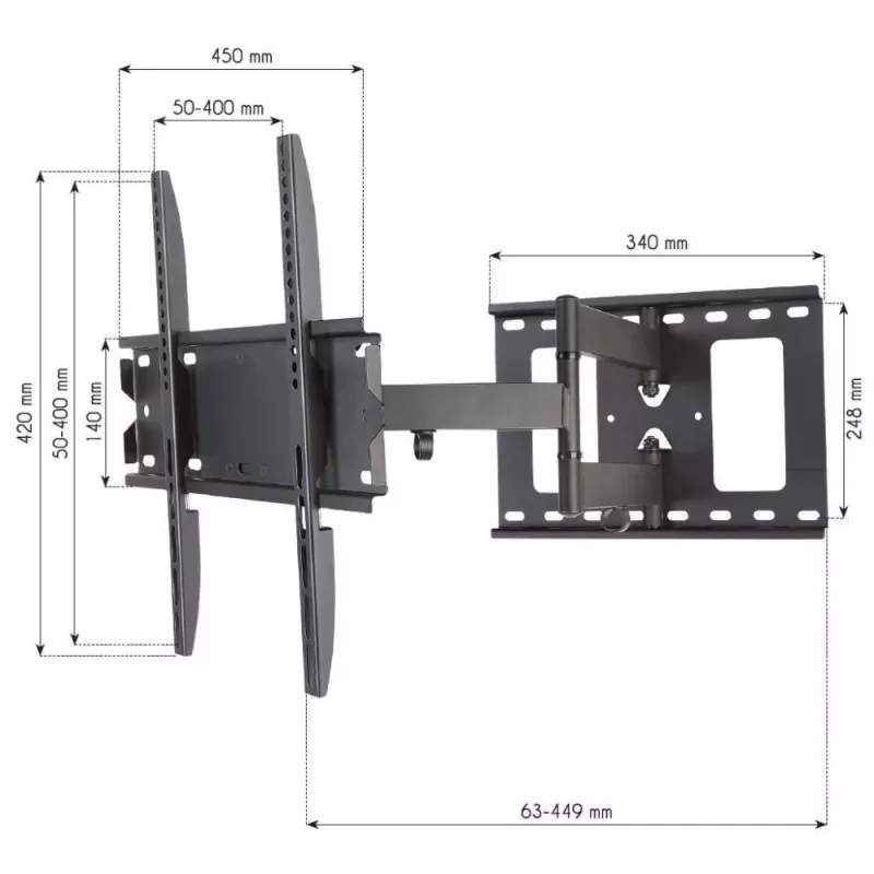 Techly ICA-PLB 148M TV-seinäteline 139,7 cm (55