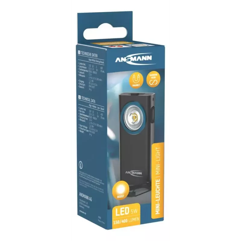 Avaimenperä-taskulamppu Ansmann ML400R musta LED 5W USB-ladattava