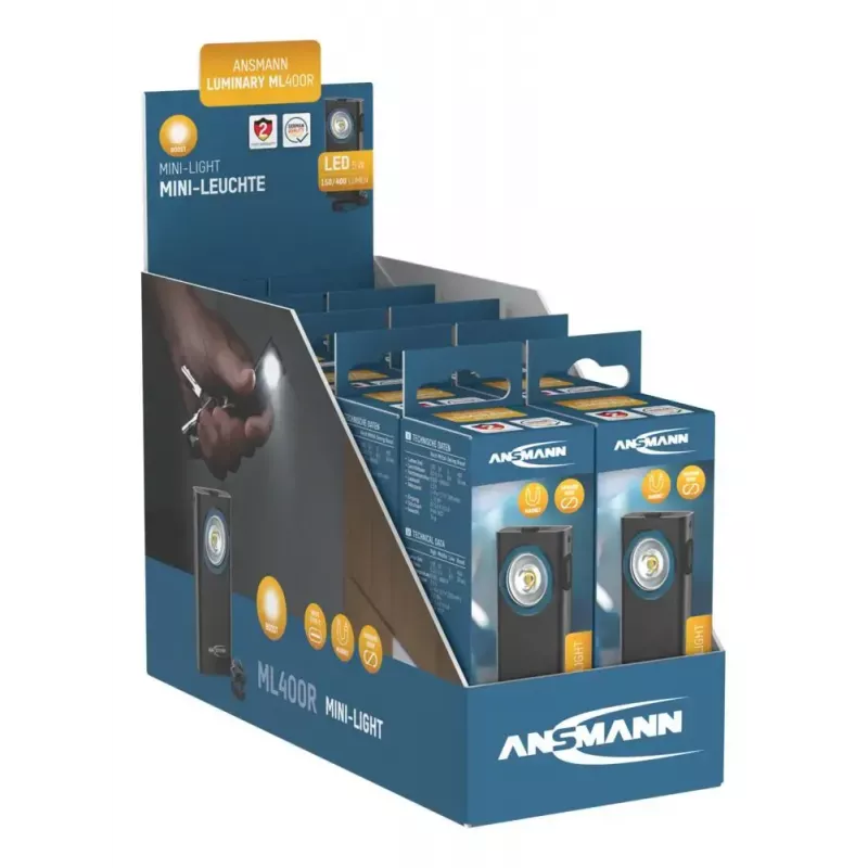 Avaimenperä-taskulamppu Ansmann ML400R musta LED 5W USB-ladattava