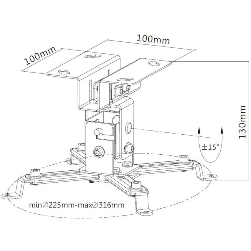 Techly projektorin kattotelineen jatke 130 mm hopea ICA-PM 2S