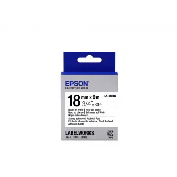 Epson tarrakasetti vahvasti tarttuva LK-5WBW musta/valkoinen 18 mm (9 m)