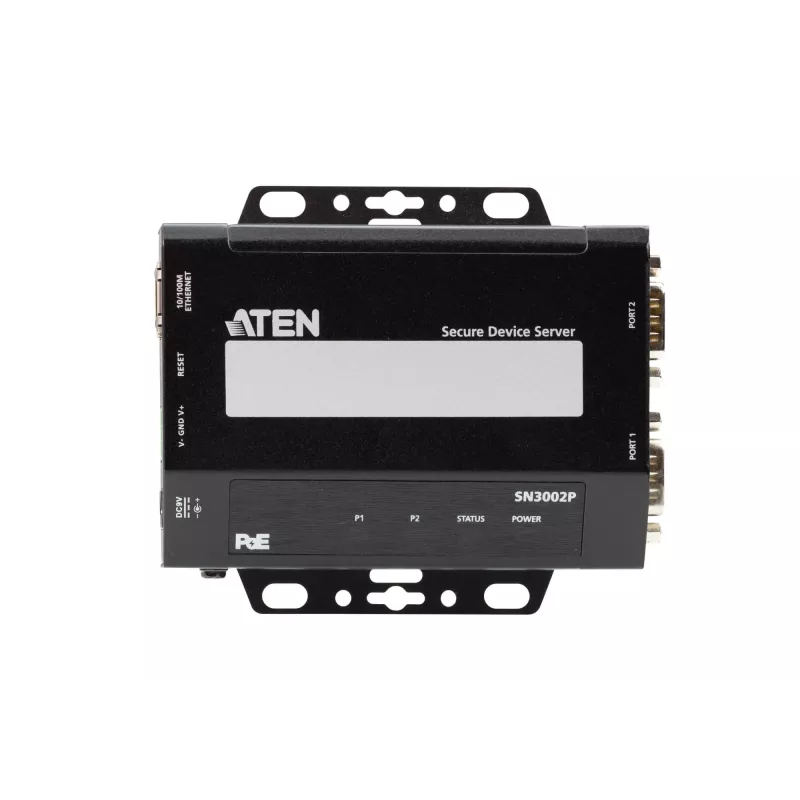ATEN Altusen SN3002P laitepalvelin, 2-porttinen RS-232, 100 Mb LAN, pöytä-, seinä- tai DIN-kiskoasennus