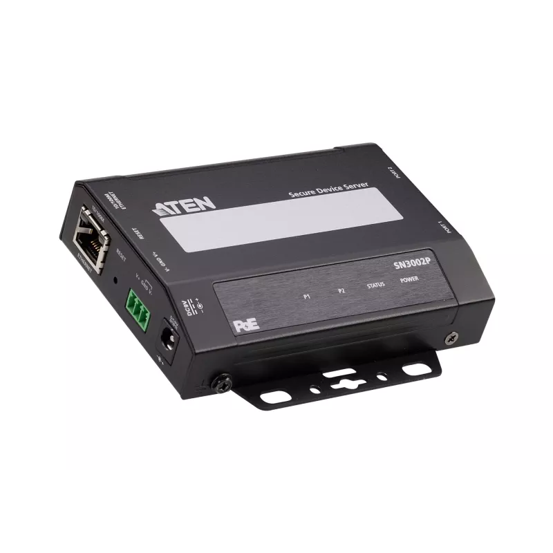 ATEN Altusen SN3002P laitepalvelin, 2-porttinen RS-232, 100 Mb LAN, pöytä-, seinä- tai DIN-kiskoasennus