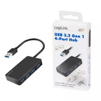 LogiLink USB 3.2 Gen1 4-porttinen keskitin musta 5000 Mbit/s ABS
