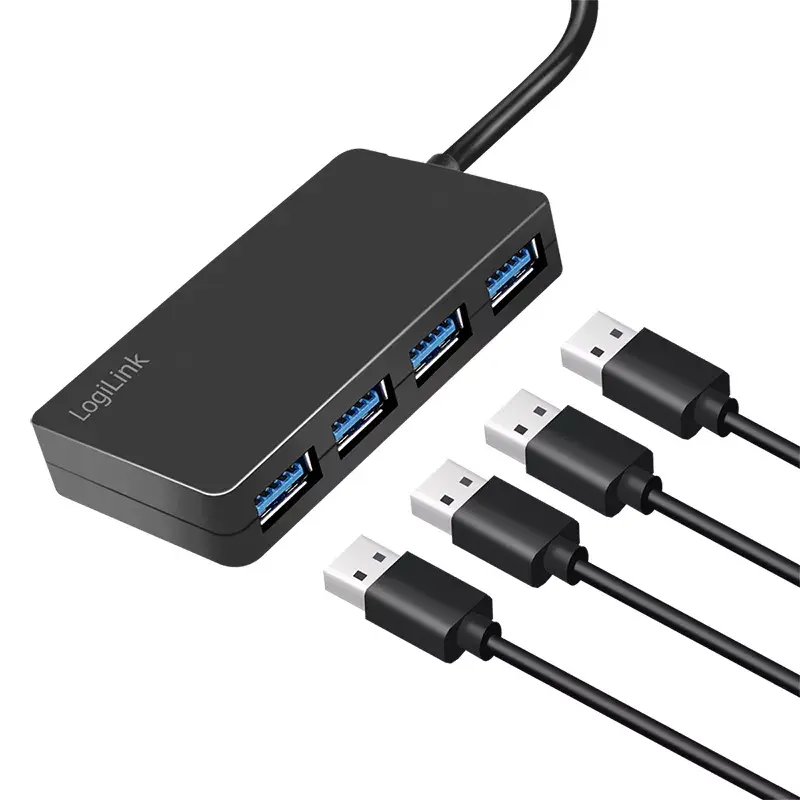 LogiLink USB 3.2 Gen1 4-porttinen keskitin musta 5000 Mbit/s ABS